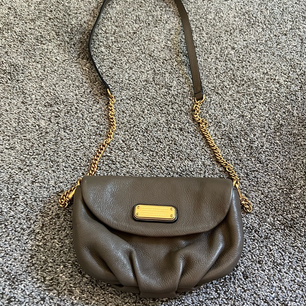 Marc By Marc Jacobs Taupe Crossbody Bag with Gold Chain
